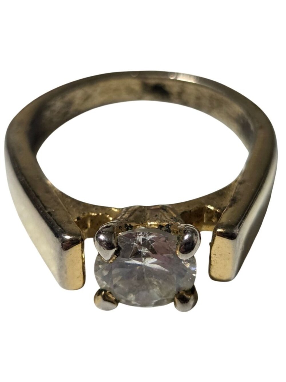Vintage Solitaire Ring Size 7.25 Clear Round Stone Prong Setting Minimalist